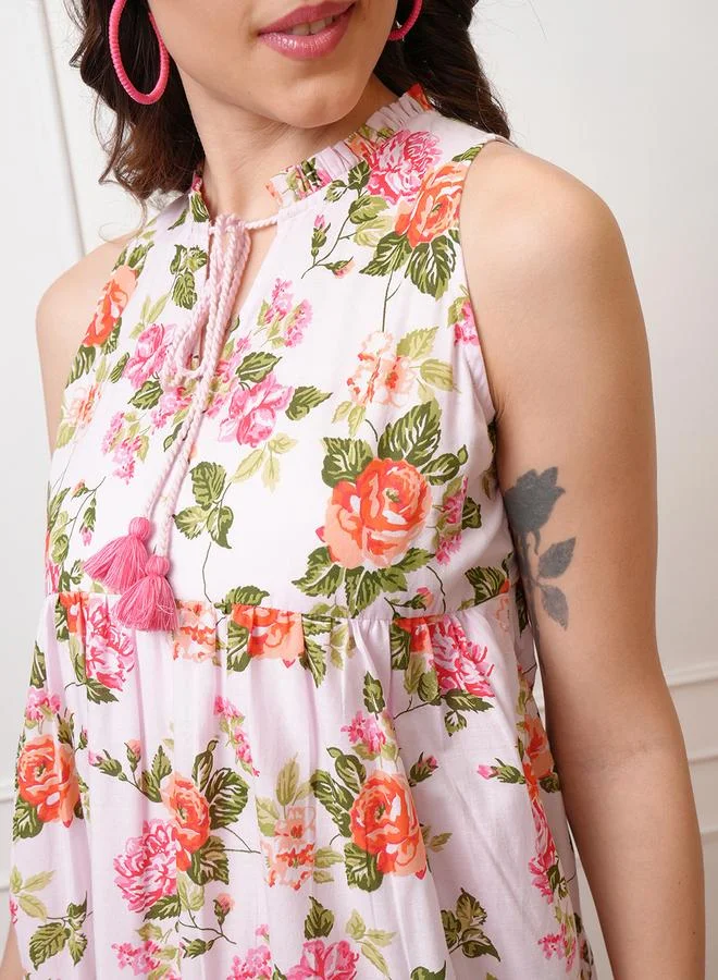 Vishudh Floral Sleeveless Maxi Dress
