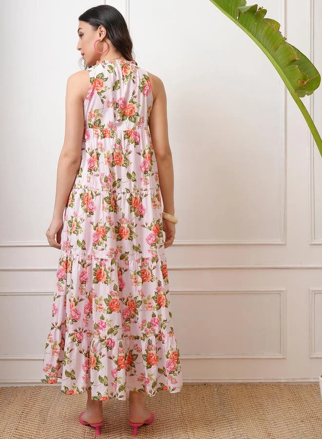 Vishudh Floral Sleeveless Maxi Dress