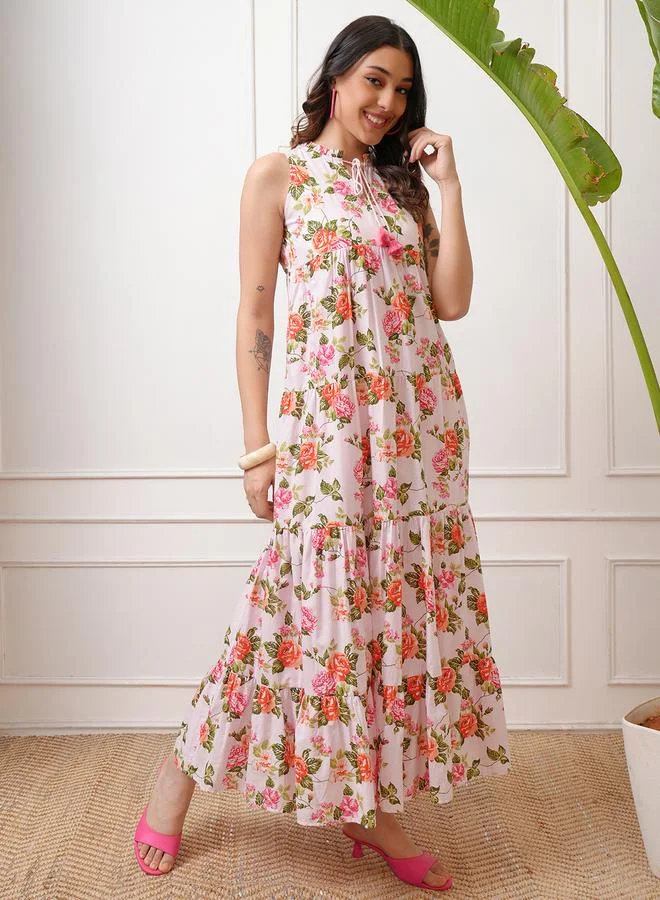 Vishudh Floral Sleeveless Maxi Dress
