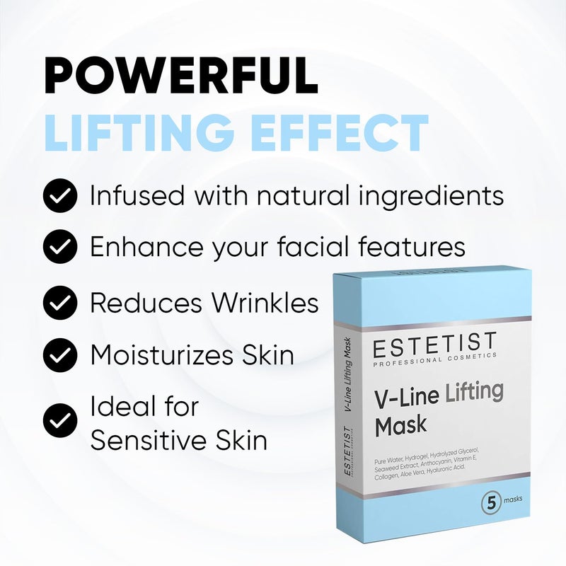 ESTETIST V Line Lifting Mask, V Shaped Slimming Face & Neck Tightening Patch for Double Chin, Firming & Lifting Face Belt for Jawline and Chin, No Wrinkle Mask, 5 Pack - Image 4
