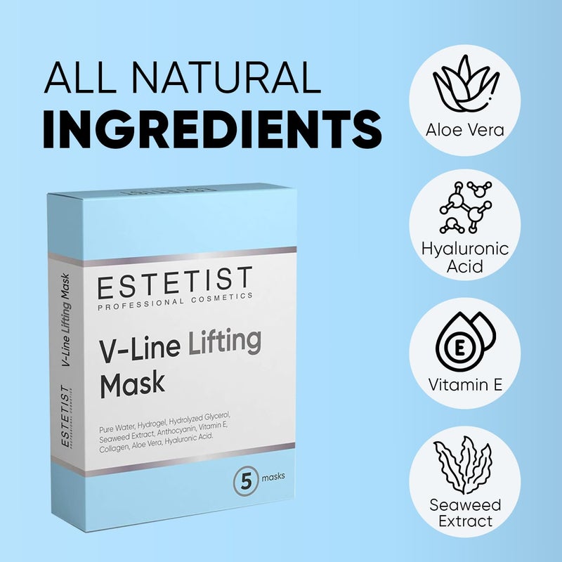 ESTETIST V Line Lifting Mask, V Shaped Slimming Face & Neck Tightening Patch for Double Chin, Firming & Lifting Face Belt for Jawline and Chin, No Wrinkle Mask, 5 Pack - Image 3