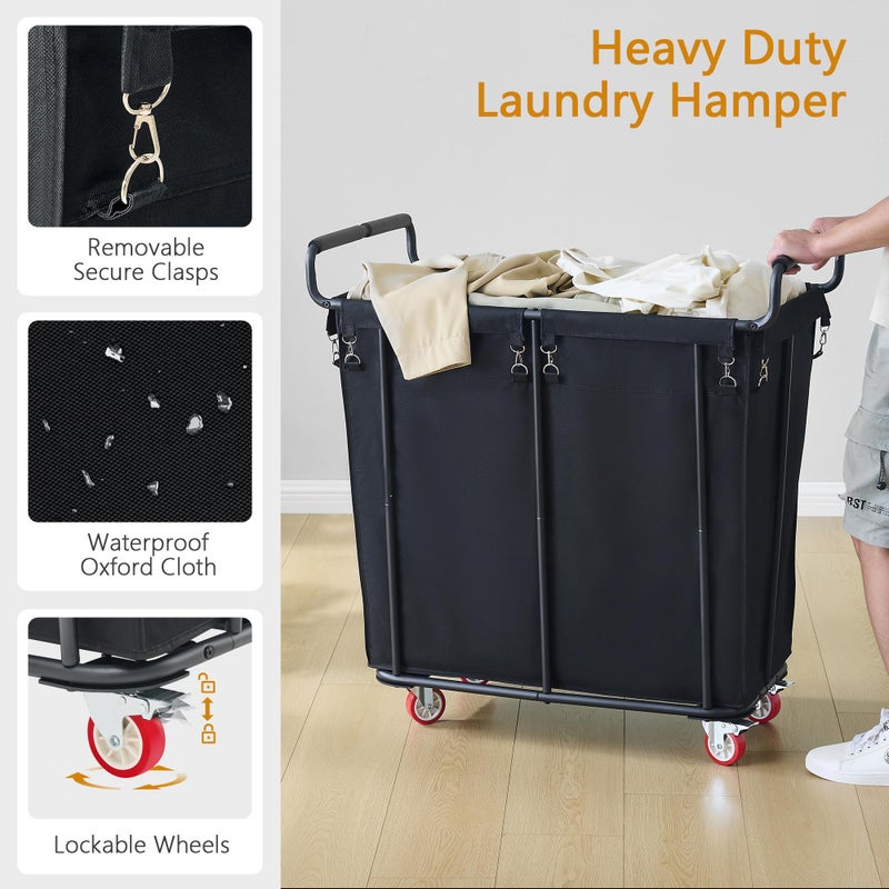 Gewudraw Large Laundry Hamper with Wheels, 360L Rolling Big Laundry Basket for Clothes Storage, Heavy Duty Extra Large Rolling Laundry Cart with Handle, Steel Frame, Waterproof Liner,95.1 Gallons. - Image 4
