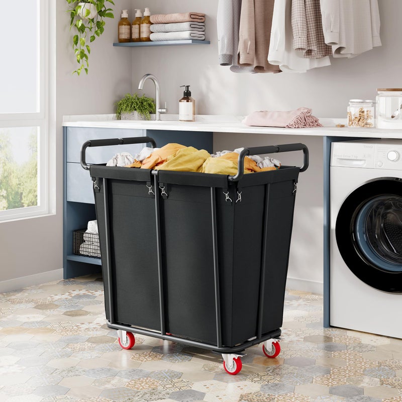 Gewudraw Large Laundry Hamper with Wheels, 360L Rolling Big Laundry Basket for Clothes Storage, Heavy Duty Extra Large Rolling Laundry Cart with Handle, Steel Frame, Waterproof Liner,95.1 Gallons. - Image 2