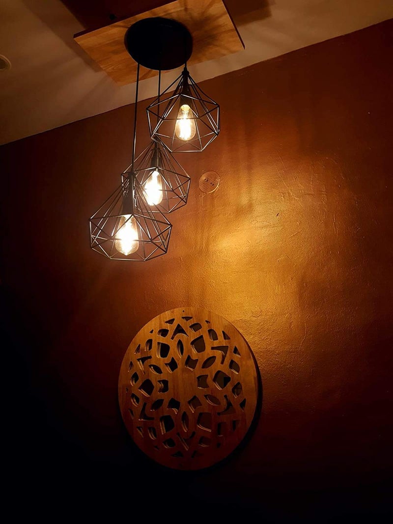 SINOMAN Black Round Cluster Hanging Lights for Living Room/Lights for Ceiling/Hanging Lamps for Home Decoration/Decorative Hanging Lights,Metal (Diamond Tripple, Without Bulb) - Image 4