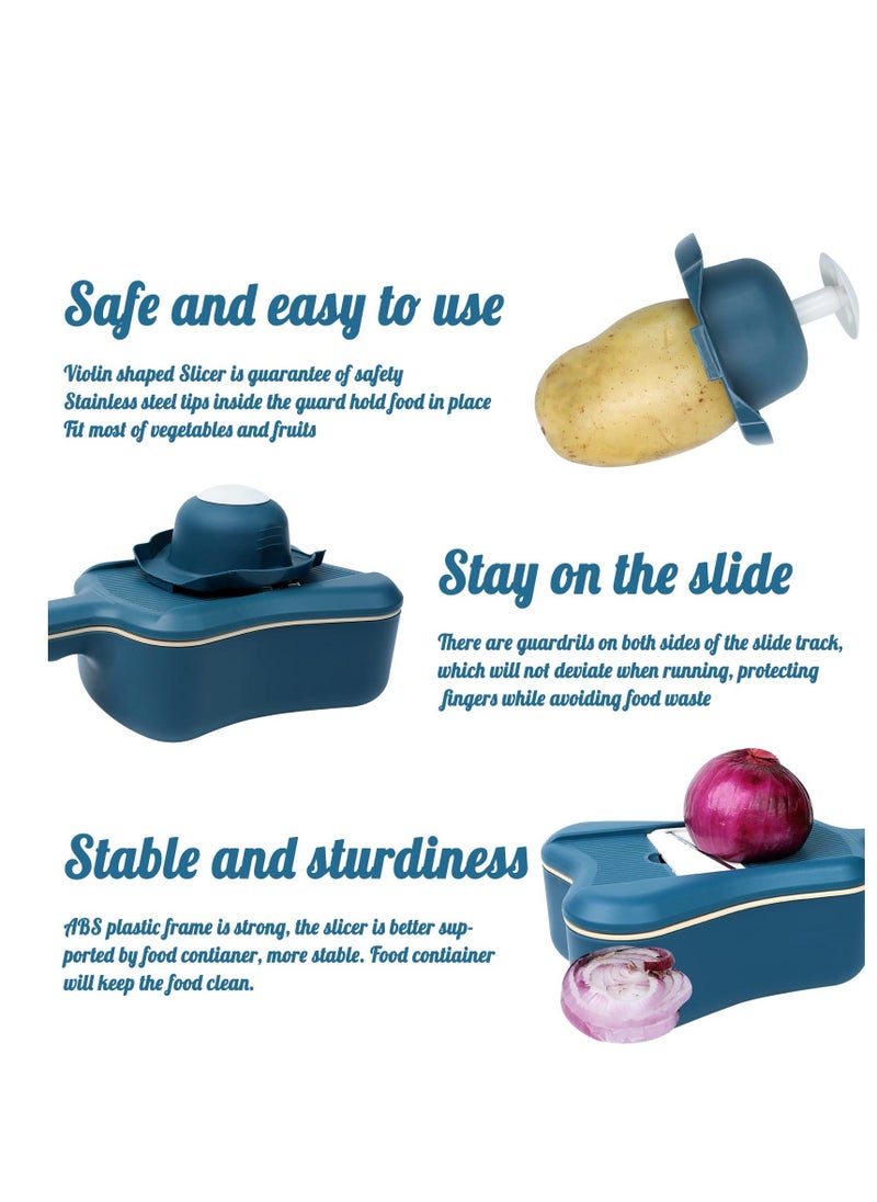 Y&D Vegetable Slicer and Grater, Violin Shaped 5 in 1 Multifunctional Slicer, Kitchen Chopper with Blades, Potato Shredded Onion Chopper, Tomato Lemon Peeler  - Image 5