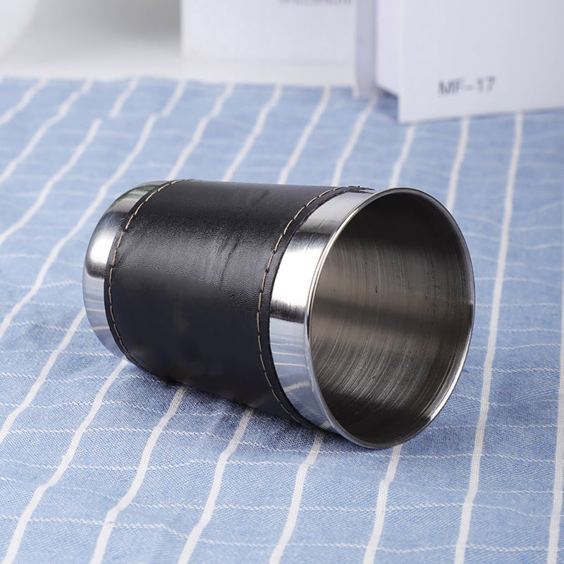 4pcs 170ml Stainless Steel Mini Portable Coffee Wine Cup with Leather Cover - Image 3