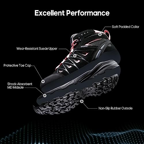 NORTIV 8 Women's Waterproof Hiking Boots Outdoor Trekking Camping Trail Hiking Boot Seeker,Size 8.5,Black/Pink,Seeker - Image 4