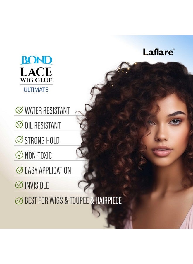 لافلير غراء شعر مستعار من Lace Bond سعة 1.2 أونصة - غني بالبيوتين وفيتامين أ وفيتامين هـ، غير سام ومقاوم للماء والزيت وغير مرئي وذو مظهر طبيعي للشعر المستعار والشعر المستعار وقطع الشعر المستعار (35 مل - Ultimate) - Image 2