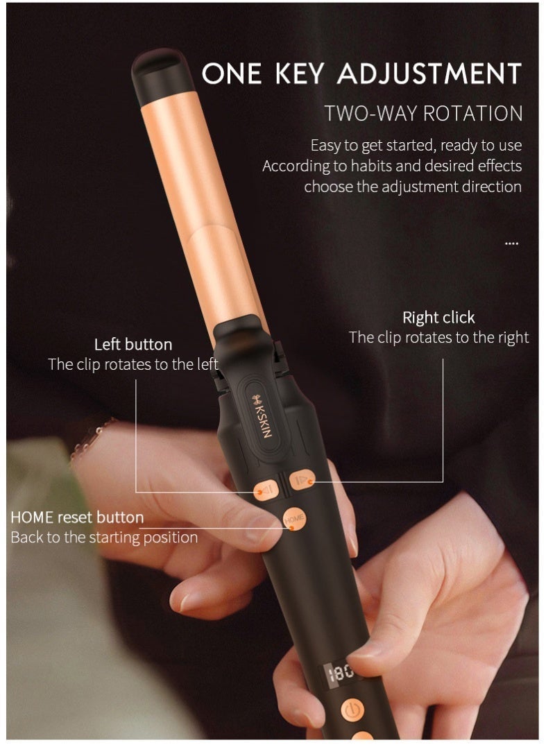 K.SKIN Automatic curling iron: MCH rapid heating, up to 200°C, LCD display, one-button curling, 32mm universal curler, 5 temperature settings, anti-scalding safety. - Image 2