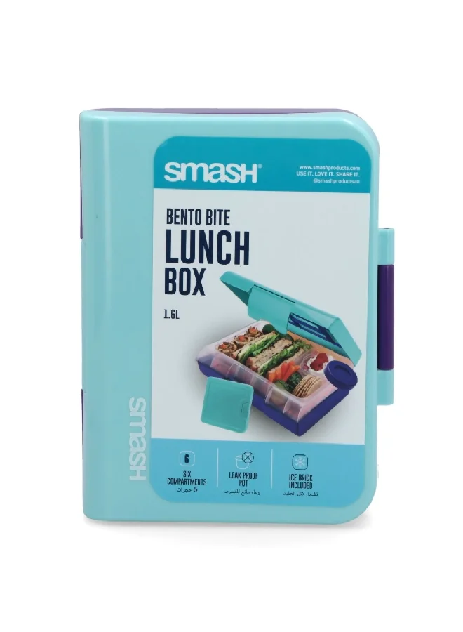 smash Bento Bite Dishwasher Proof Rectangular Lunch Box Blue and Violet 1.6 L 14468