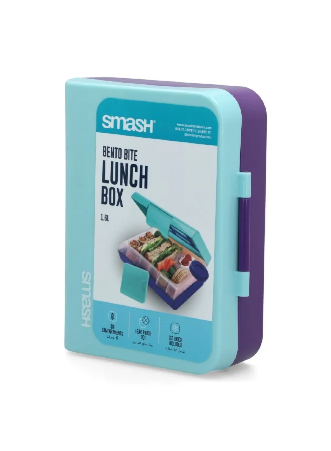 smash Bento Bite Dishwasher Proof Rectangular Lunch Box Blue and Violet 1.6 L 14468