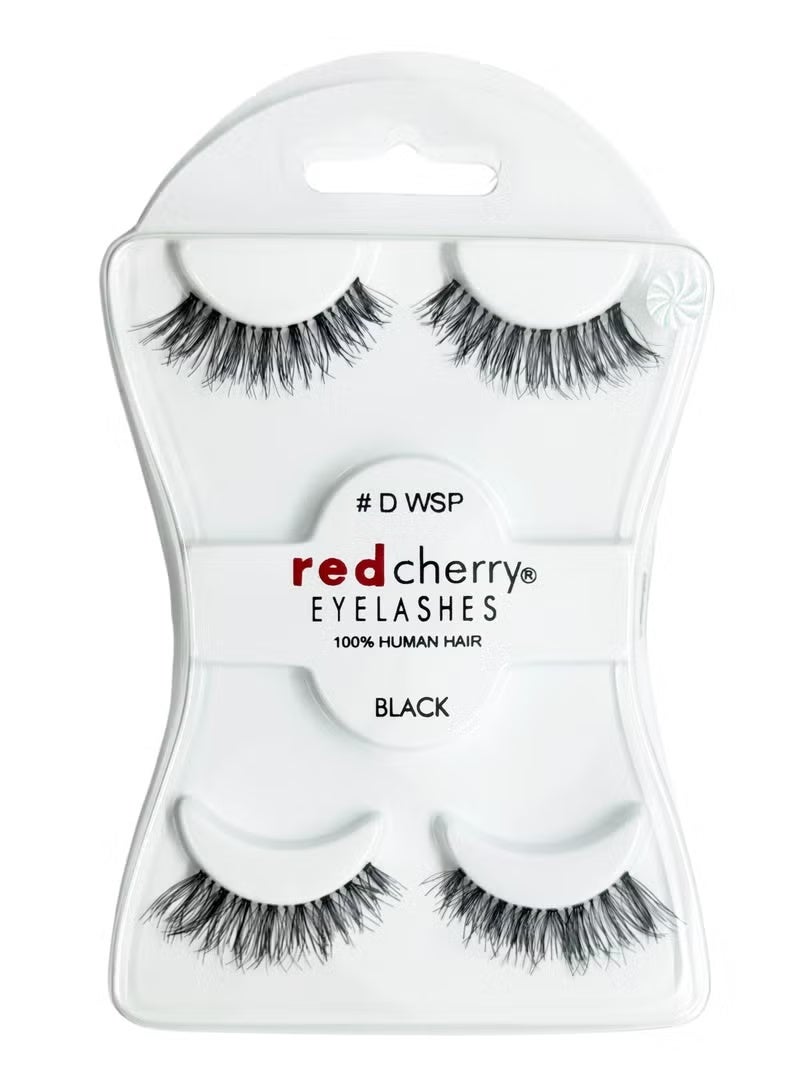 رموش ريد شيري من شعر بشري أسود 2 في 1 # D WSP