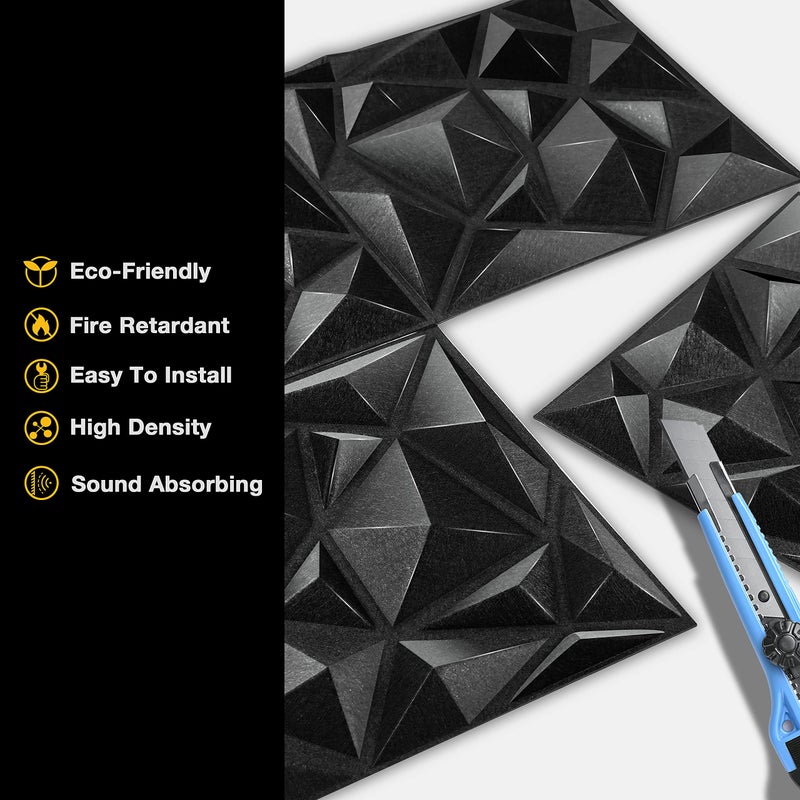 Sonic Acoustics لوحات امتصاص الصوت سونيك أكوستيك 12 عبوة 12 × 12 × 0.4 بوصة، عزل صوتي فريد ثلاثي الأبعاد، تستخدم في المنازل والمكاتب - Image 5