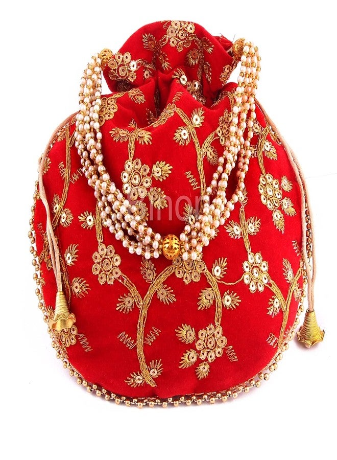 BINORI FASHIONS Rajasthani Style Royal Clutch Velvet Sequence Work Batwa Bag Combo Wristlets Ethnic Potli Combo For Women's Sequence Work Potli Combo Bridal Potli Combo (Pack of 5) - Image 5