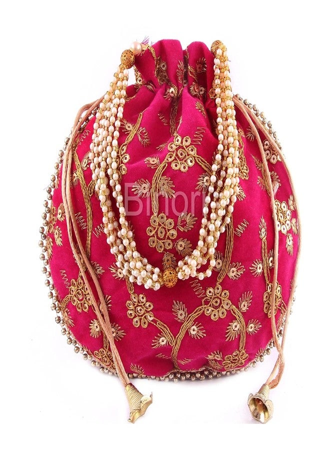 BINORI FASHIONS Rajasthani Style Royal Clutch Velvet Sequence Work Batwa Bag Combo Wristlets Ethnic Potli Combo For Women's Sequence Work Potli Combo Bridal Potli Combo (Pack of 5) - Image 4