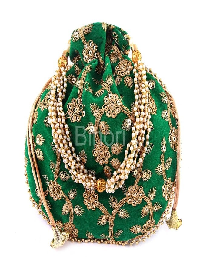 BINORI FASHIONS Rajasthani Style Royal Clutch Velvet Sequence Work Batwa Bag Combo Wristlets Ethnic Potli Combo For Women's Sequence Work Potli Combo Bridal Potli Combo (Pack of 5) - Image 2