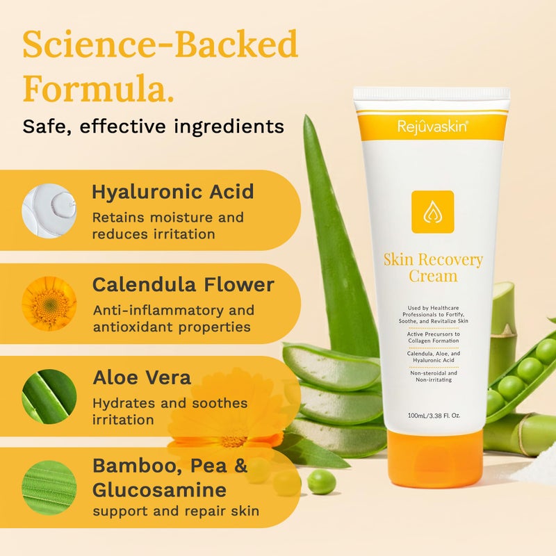 Rejuvaskin Skin Recovery Cream with Aloe Vera, Cooling Moisturizing Cream for Dry, Itchy & Sensitive Skin, 100 ml - Image 2