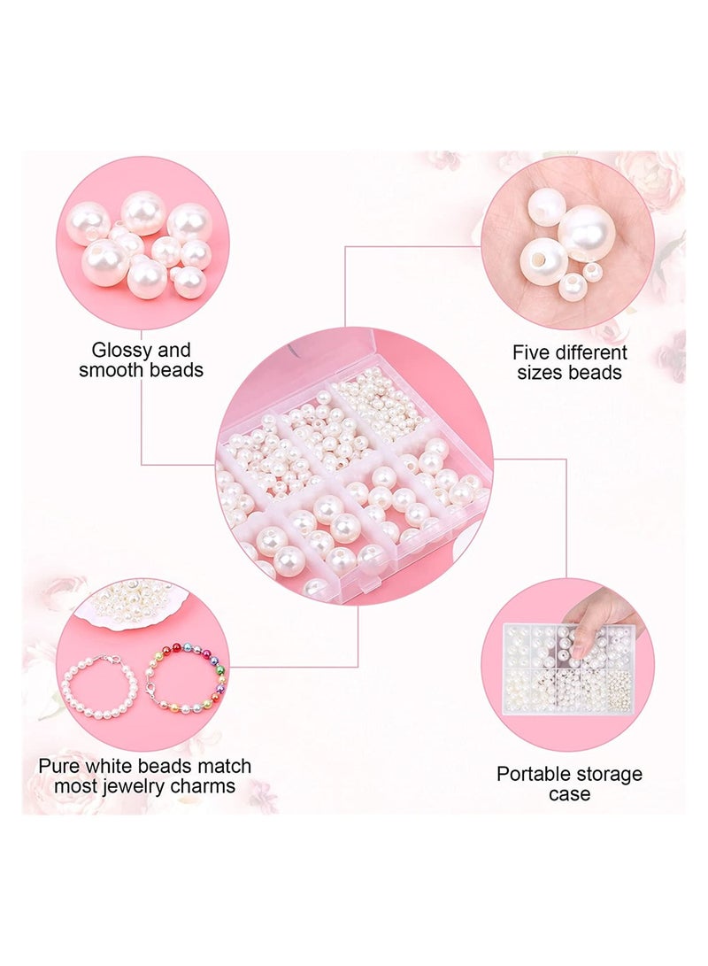 Excefore 470 Round White Pearl Beads With Hole DIY Craft Necklace Jewelry - Image 3