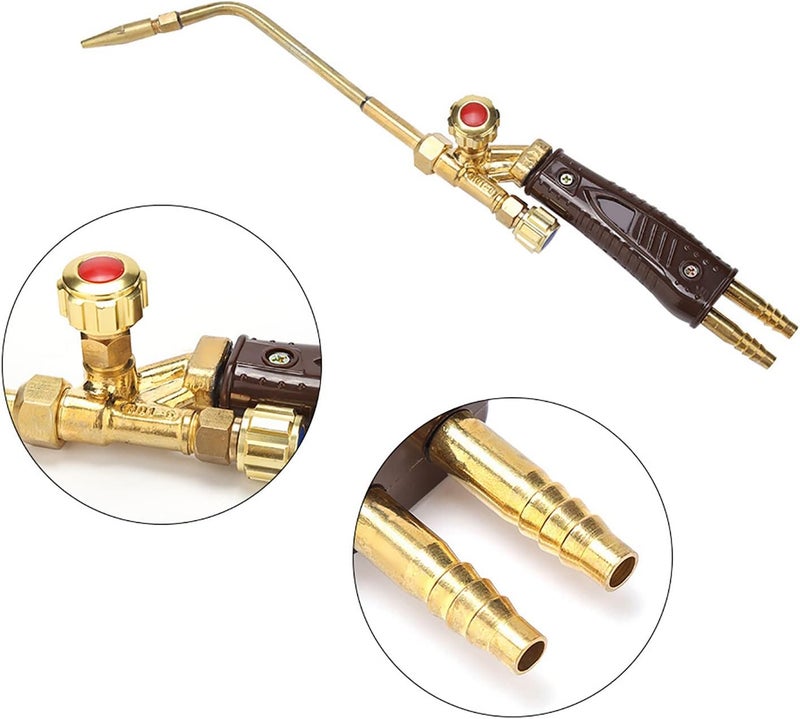 klarako Injection Type Gas Welding Torch, Oxy-Propane Oxy-Acetylene Welding Tool Cutting Soldering Repair Fix Equipment with Handle Grip Portable Size Cooper(H01-6) - Image 4