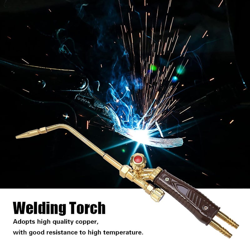 klarako Injection Type Gas Welding Torch, Oxy-Propane Oxy-Acetylene Welding Tool Cutting Soldering Repair Fix Equipment with Handle Grip Portable Size Cooper(H01-6) - Image 2