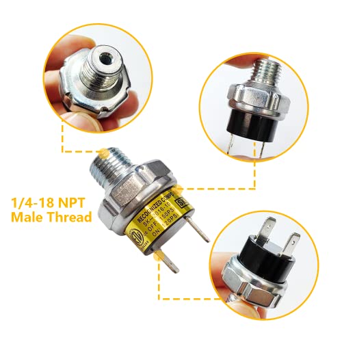 LLNSEAUTO Air Pressure Switch 120-150 PSI Tank Mount Type Thread 1/4" NPT 12V 24V DC Air Compressor Pressure Switch for Air Train Horn 120-150 1/4 inch - Image 3