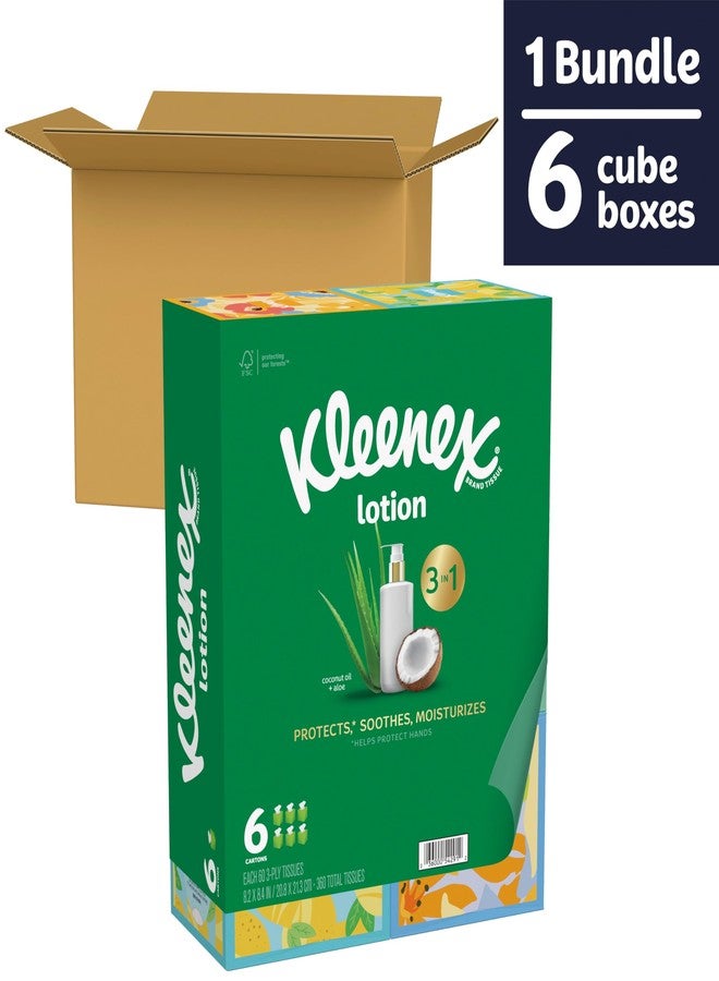 Kleenex Lotion Facial Tissues with Coconut Oil, 6 Cube Boxes, 60 Tissues Per Box, 3-Ply - Image 2