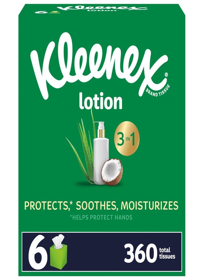 Kleenex Lotion Facial Tissues with Coconut Oil, 6 Cube Boxes, 60 Tissues Per Box, 3-Ply - Image 1
