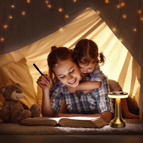 CYMNIX Rechargeable Golden Touch Lamp for Bedroom, Living Room & Study | 3-Level Dimmable LED Table Lamp | Cordless Portable Bedside Lamp with Warm Light | Metal Body, USB Charging - Image 5