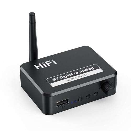 Microware Bluetooth 5.1 Digital Audio Receiver, DAC, Digital to Analog Converter 3.5mm Aux RCA L/R U-Disk High Fidelity Optical Stereo 2 in 1Wireless Adadper - Image 1
