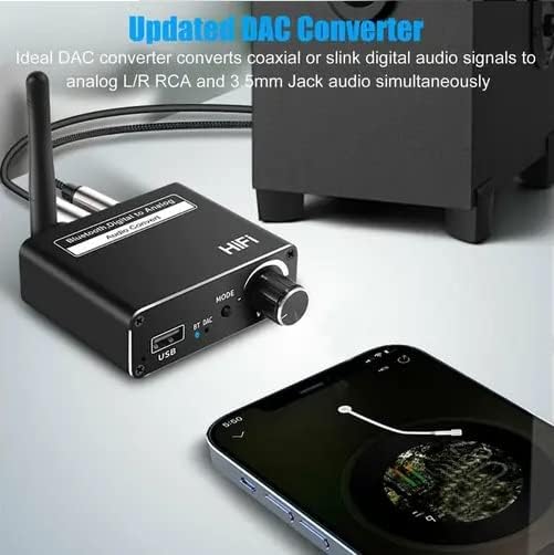 Microware Bluetooth 5.1 Digital Audio Receiver, DAC, Digital to Analog Converter 3.5mm Aux RCA L/R U-Disk High Fidelity Optical Stereo 2 in 1Wireless Adadper - Image 2