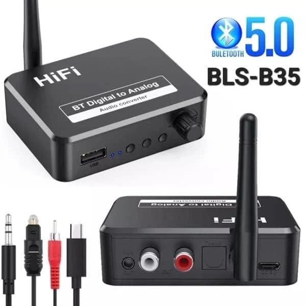 Microware Bluetooth 5.1 Digital Audio Receiver, DAC, Digital to Analog Converter 3.5mm Aux RCA L/R U-Disk High Fidelity Optical Stereo 2 in 1Wireless Adadper - Image 5