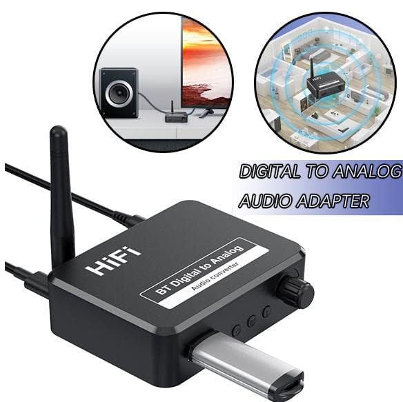 Microware Bluetooth 5.1 Digital Audio Receiver, DAC, Digital to Analog Converter 3.5mm Aux RCA L/R U-Disk High Fidelity Optical Stereo 2 in 1Wireless Adadper - Image 3