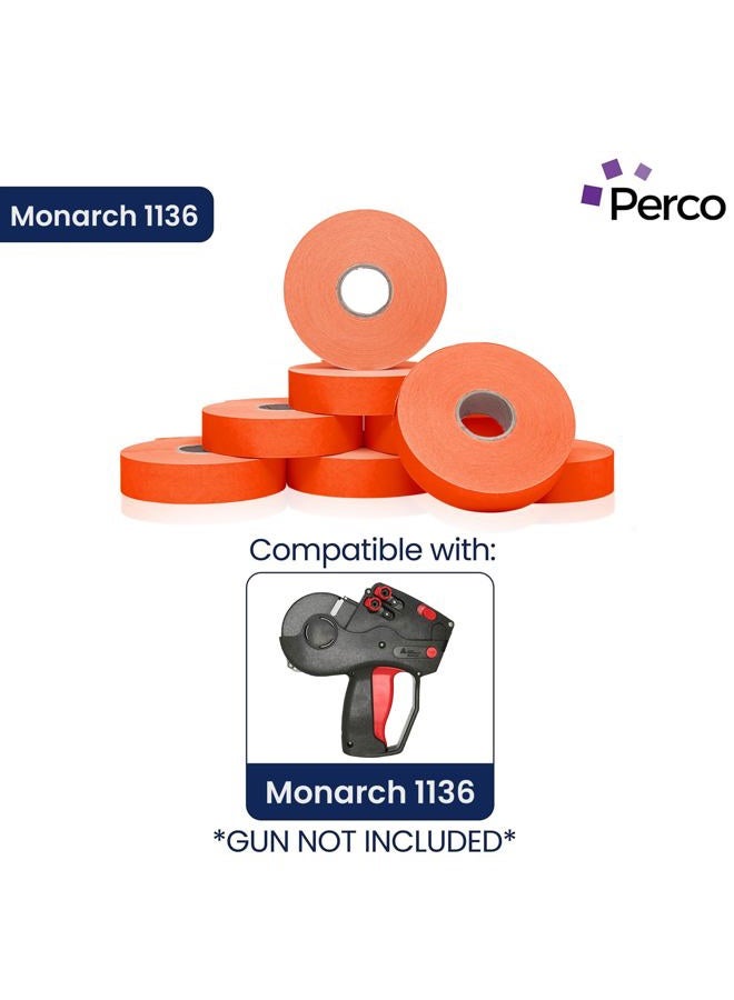 Perco Fluorescent Red Pricing Labels for Monarch 1136 Price Gun - 8 Rolls, 14,000 Pricemarking Labels - Image 2