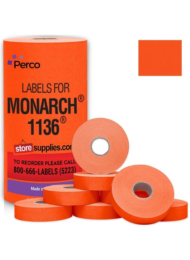 Perco Fluorescent Red Pricing Labels for Monarch 1136 Price Gun - 8 Rolls, 14,000 Pricemarking Labels - Image 1