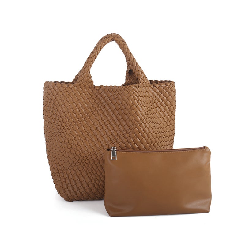 Pu Handmade Woven Bag New Fashion Women'S Bag Handbag Large Capacity Tote Bag Casual Underarm Shoulder Bag - Image 1