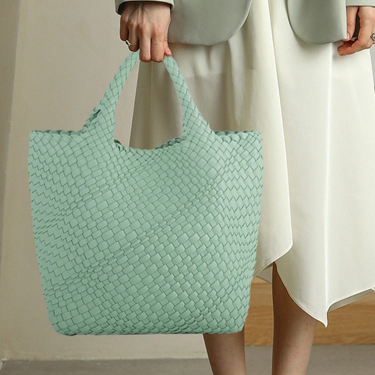 Pu Handmade Woven Bag New Fashion Women'S Bag Handbag Large Capacity Tote Bag Casual Underarm Shoulder Bag - Image 3