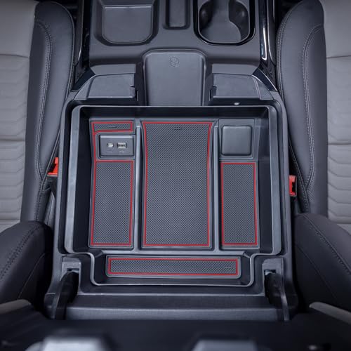 TOPINSTALL 22-25 Red Refreshed Full Tray Compatible with 2022-2025 Silverado/Sierra 1500 and 2024-2025 Chevy Silverado/GMC Sierra 2500HD 3500HD, Armrest Organizer (Full Console w/Bucket Seats ONLY) - Image 2