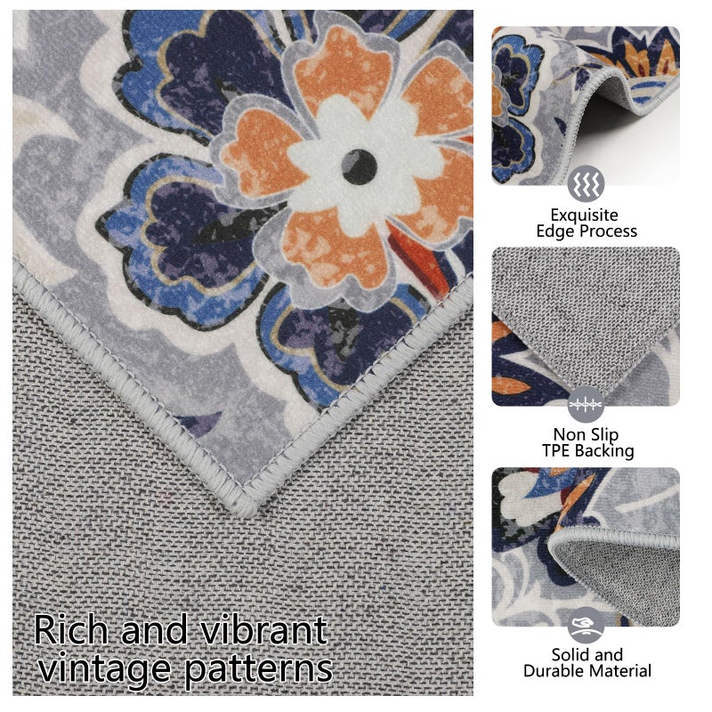 Homcomoda Boho Kitchen Mats 3 Piece Set Kitchen Rugs Non Slip Kitchen Mats for Floor Washable Kitchen Rugs and Mats Floral Kitchen Runner Rugs for Hallway Kitchen Laundry - Image 2
