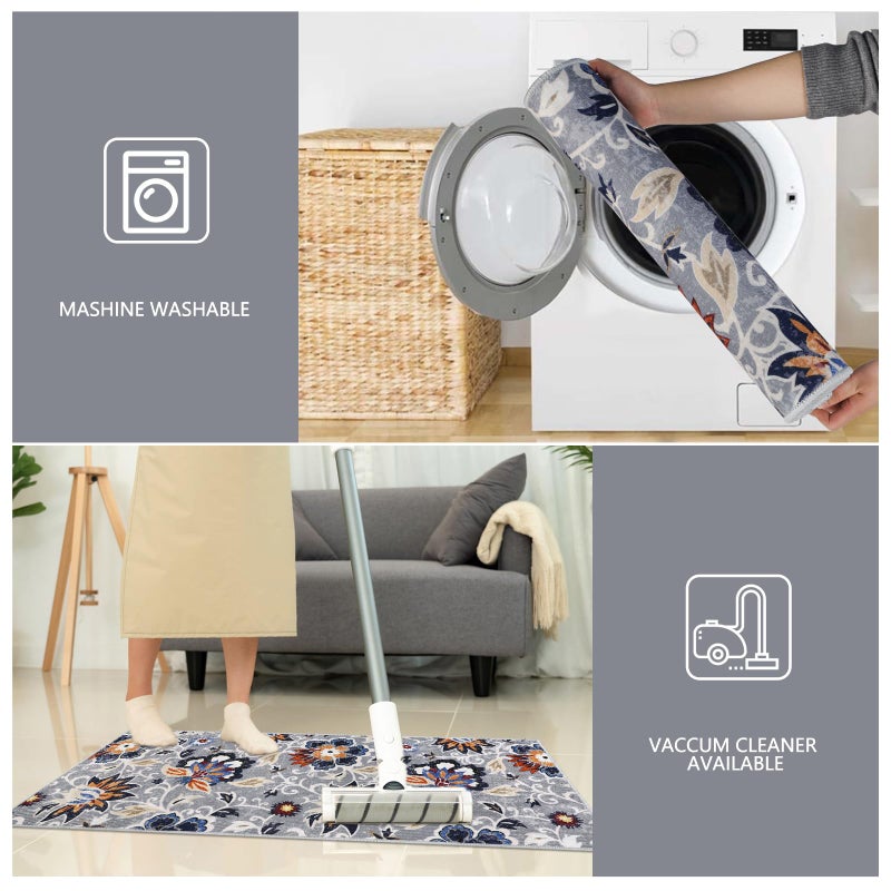 Homcomoda Boho Kitchen Mats 3 Piece Set Kitchen Rugs Non Slip Kitchen Mats for Floor Washable Kitchen Rugs and Mats Floral Kitchen Runner Rugs for Hallway Kitchen Laundry - Image 3