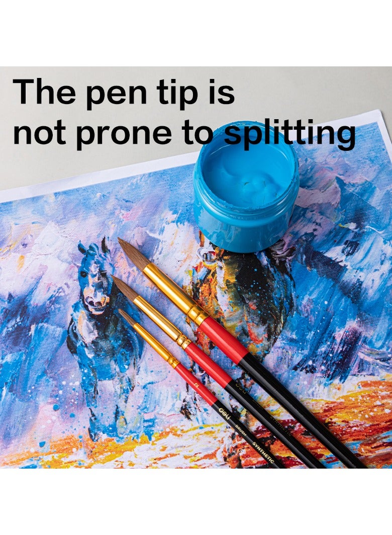 ديليEC405 مجموعة فرشاة شعر نايلون مدورة – مثالية للطلاء المائي والرسم التخطيطي - Image 3