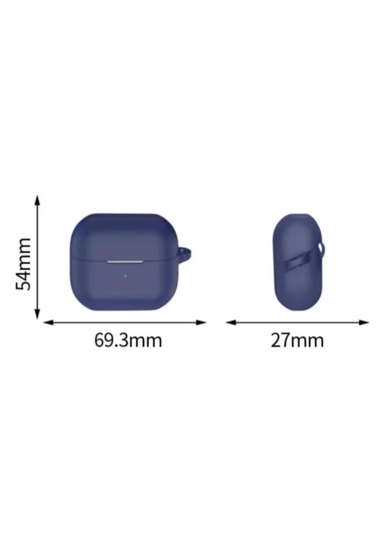 Samsung Galaxy Buds 3 Pro/Buds 3 Case Cover, Soft Silicone Shockproof Protective Case Wireless Earbuds with Carabiner, Front LED Visible (Blue)