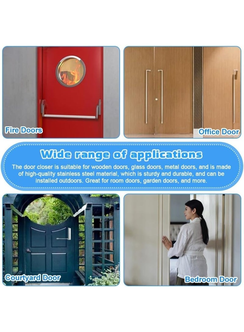 Heavy Duty Automatic Spring Door Closer for Exterior and Interior Doors, Commercial Grade Adjustable Door Hinges with Soft Close Safety Spring Easy to Install for Gates and Garden Doors - Image 4