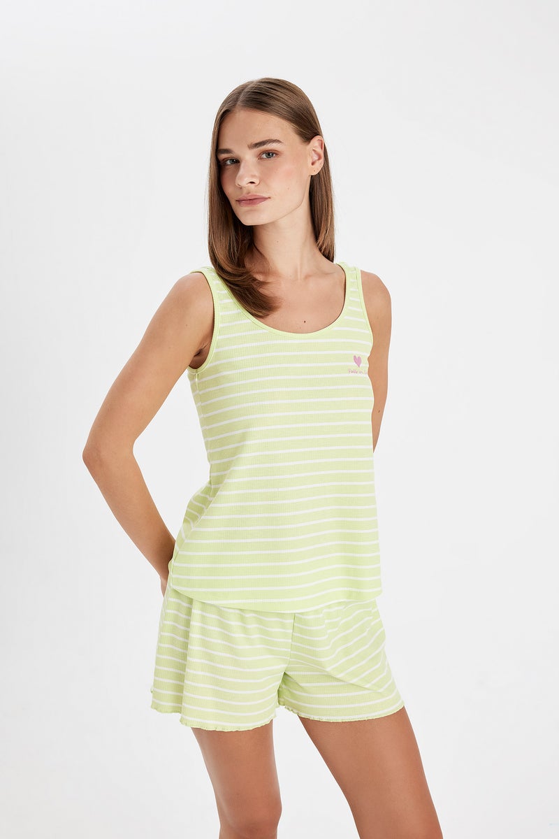 DeFacto Woman Fall in Love Regular Fit Striped 2 Piece Pajama Set  - Image 3