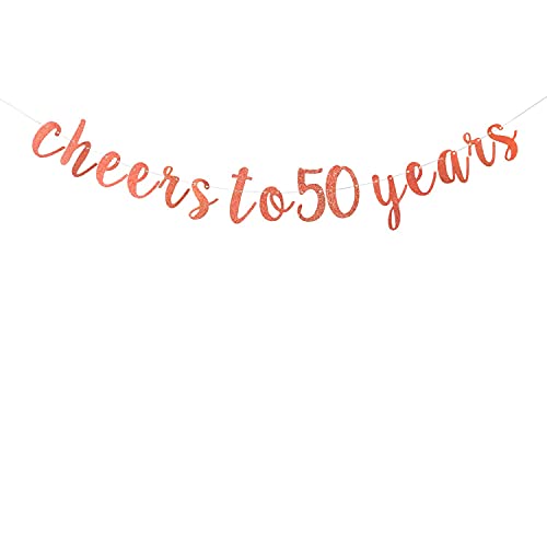 Festiko®Rose Gold Glitter Cheers to 50 Years Banner, Happy 50th Birthday Bunting Garlands, 50th Anniversary Party Decoration Supplies - Image 1
