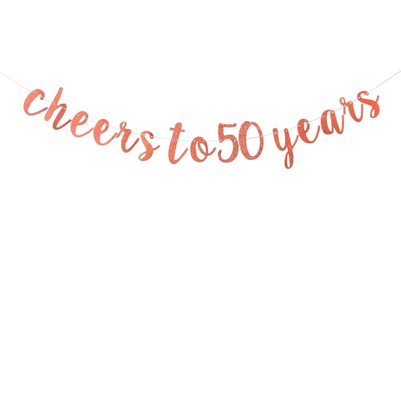 Festiko®Rose Gold Glitter Cheers to 50 Years Banner, Happy 50th Birthday Bunting Garlands, 50th Anniversary Party Decoration Supplies - Image 5