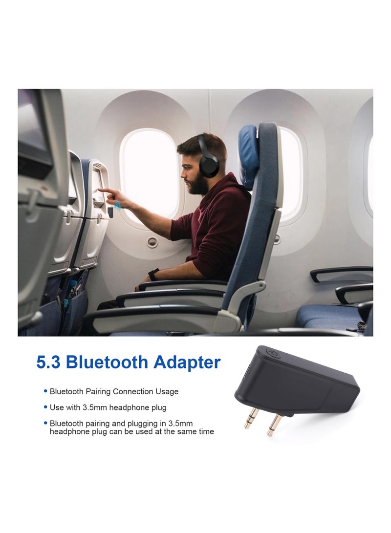 SYOSI Bluetooth 5.3 Adapter for Wireless/Wired Headphones, 2 in 1 Airplane Bluetooth Adapter with 3.5mm Aux Jack Compatible with Airplane/Home TV/Gym/Boats/Car, Foldable Single/Double Gold Plug - Image 4