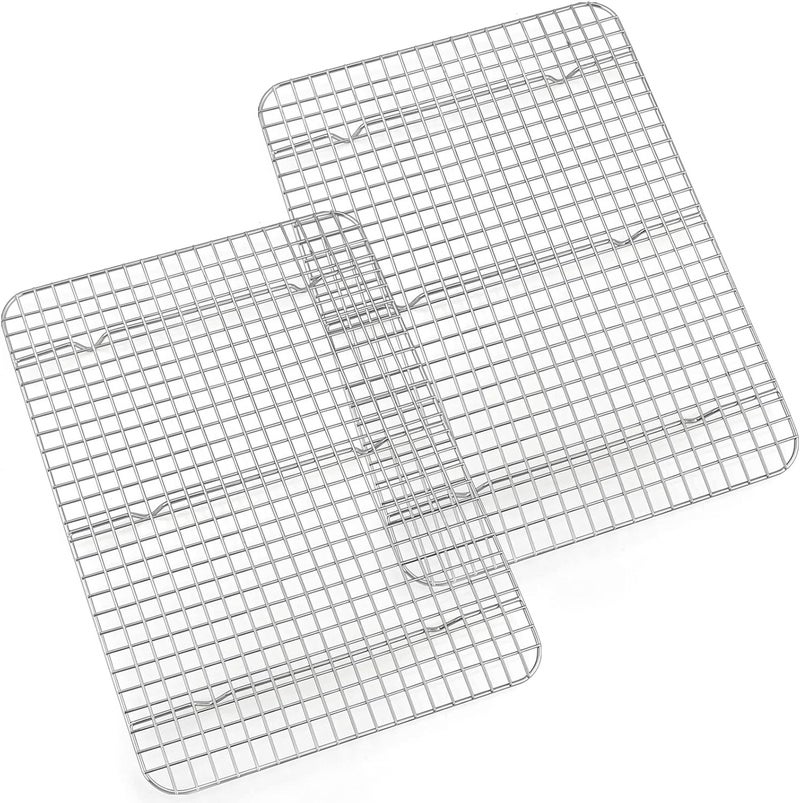 Cooling Rack Set of 2, 1/2 Sheet Baking Racks for Oven Cooking Roasting Grilling, Stainless Steel 16.6” x 11.6” Wire Rack for Cookie Cake Bacon Meat Resting, Non-toxic Metal & Dishwasher Safe - Image 1