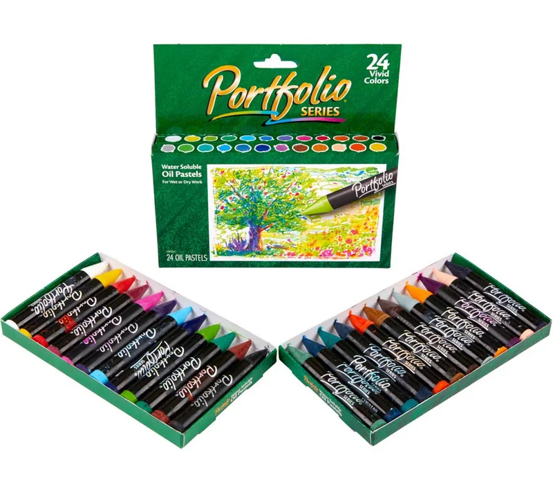 Crayola Crayola Portfolio Series Oil Pastels – 24 Vibrant Water-Soluble Colors for Wet or Dry Use | Rich, Blendable & Creamy Texture | Non-Toxic Art Supplies for Kids, Students & Artists