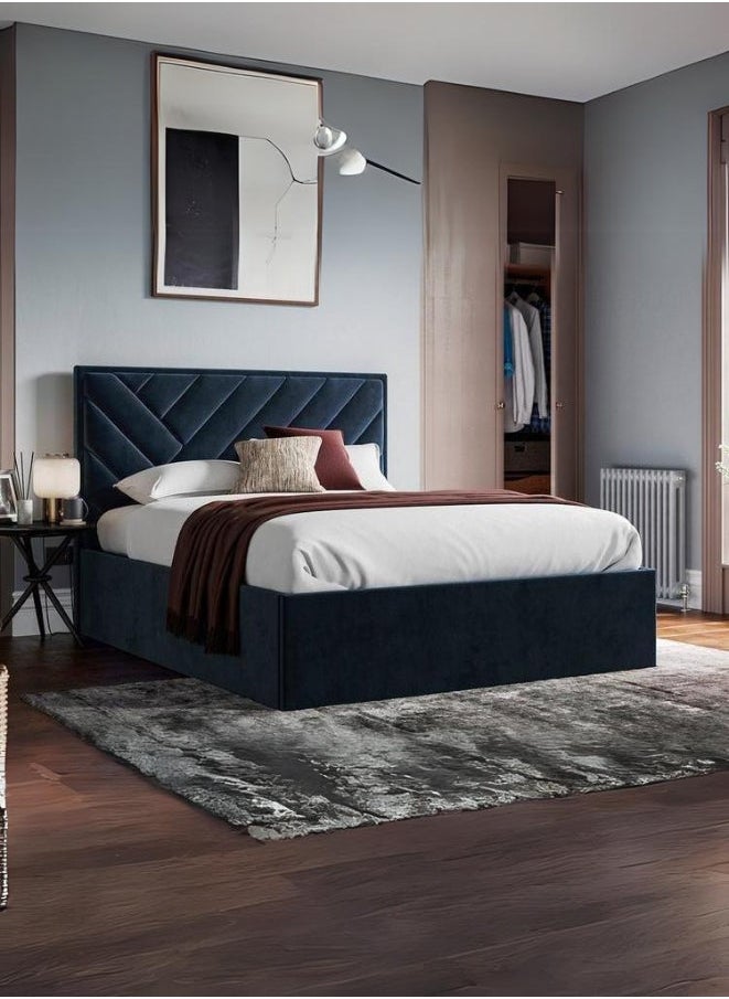 Bed and Mattress Zone Luxe Loom Bed 200x180 King Size Dark Blue Color 