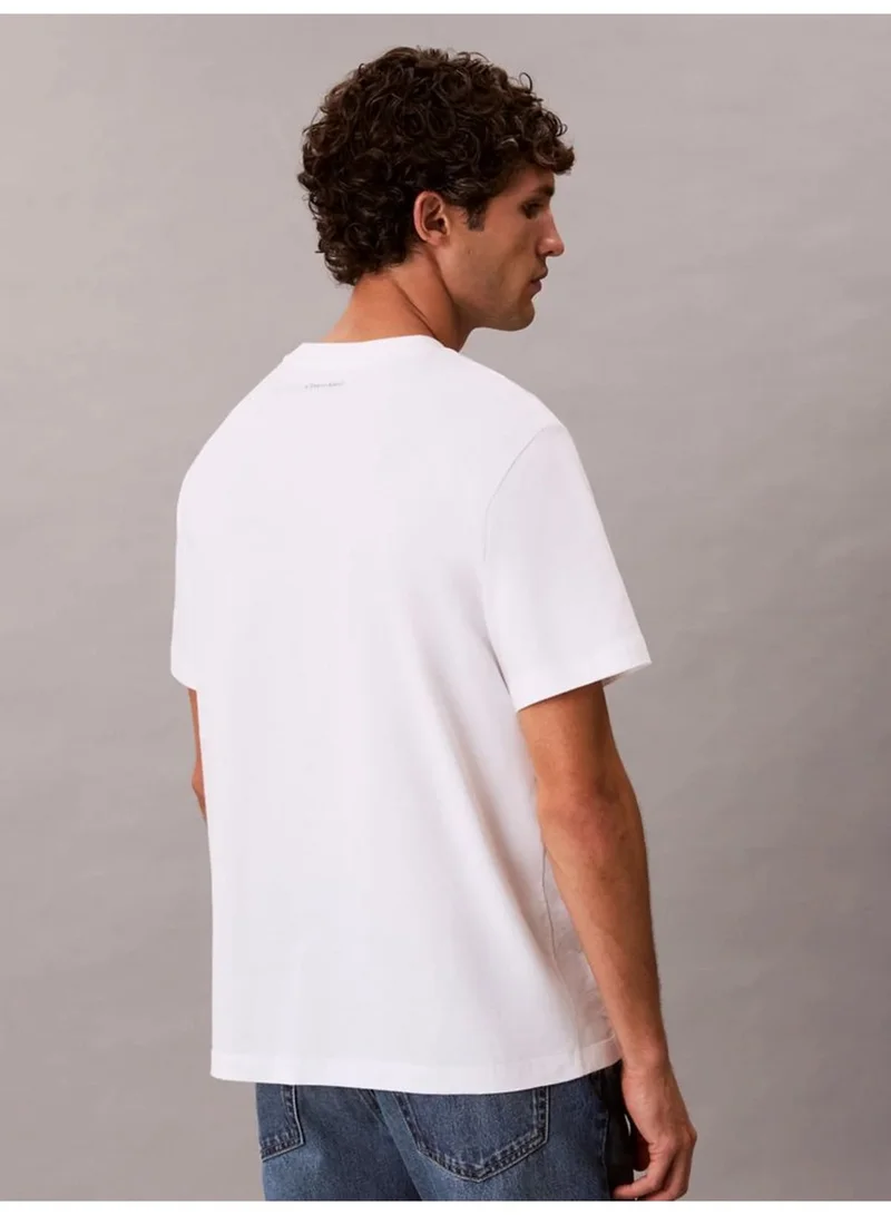 Calvin Klein Jeans Bright White Embroidered Logo T-Shirt for Men | Best Price UAE